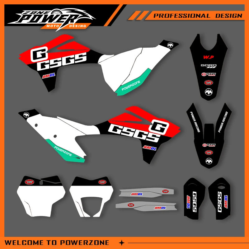 

POWERZONE мотокросс команда графический фон наклейки наборы наклеек для GASGAS 2021 2022 2023 EC 200 250 300 индивидуальный номер 07