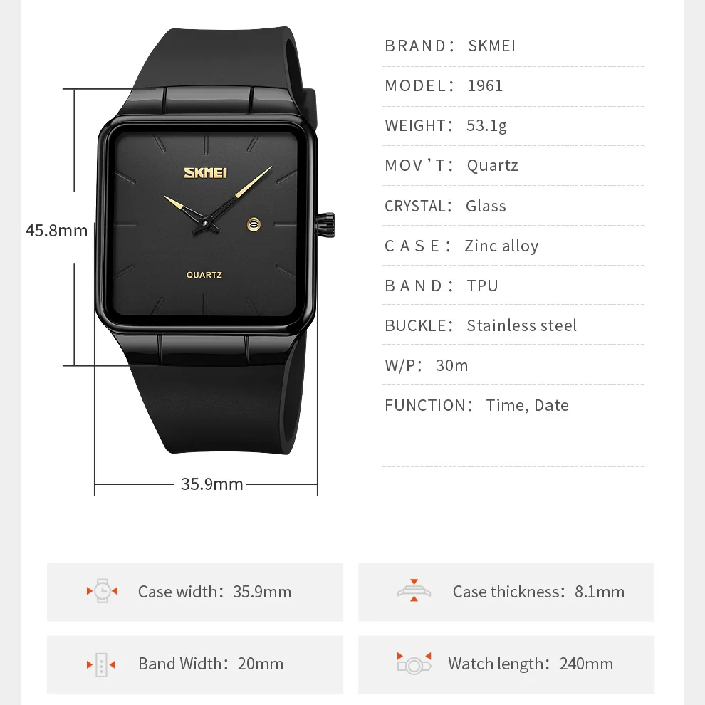 Dropship Fashion Simple Design Men Watches SKMEI Top Brand Luxury Quartz Watches Men Silicone Strap Relogio Masculino