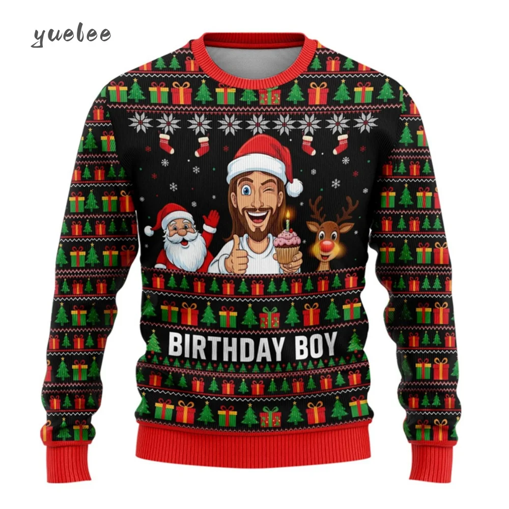 Fashion Jesus Pattern Christma Santa Jersey Hombre Christmas Sweatshirt Autumn Winter Holiday 3D Printing Ugly Men's Sweatshirt