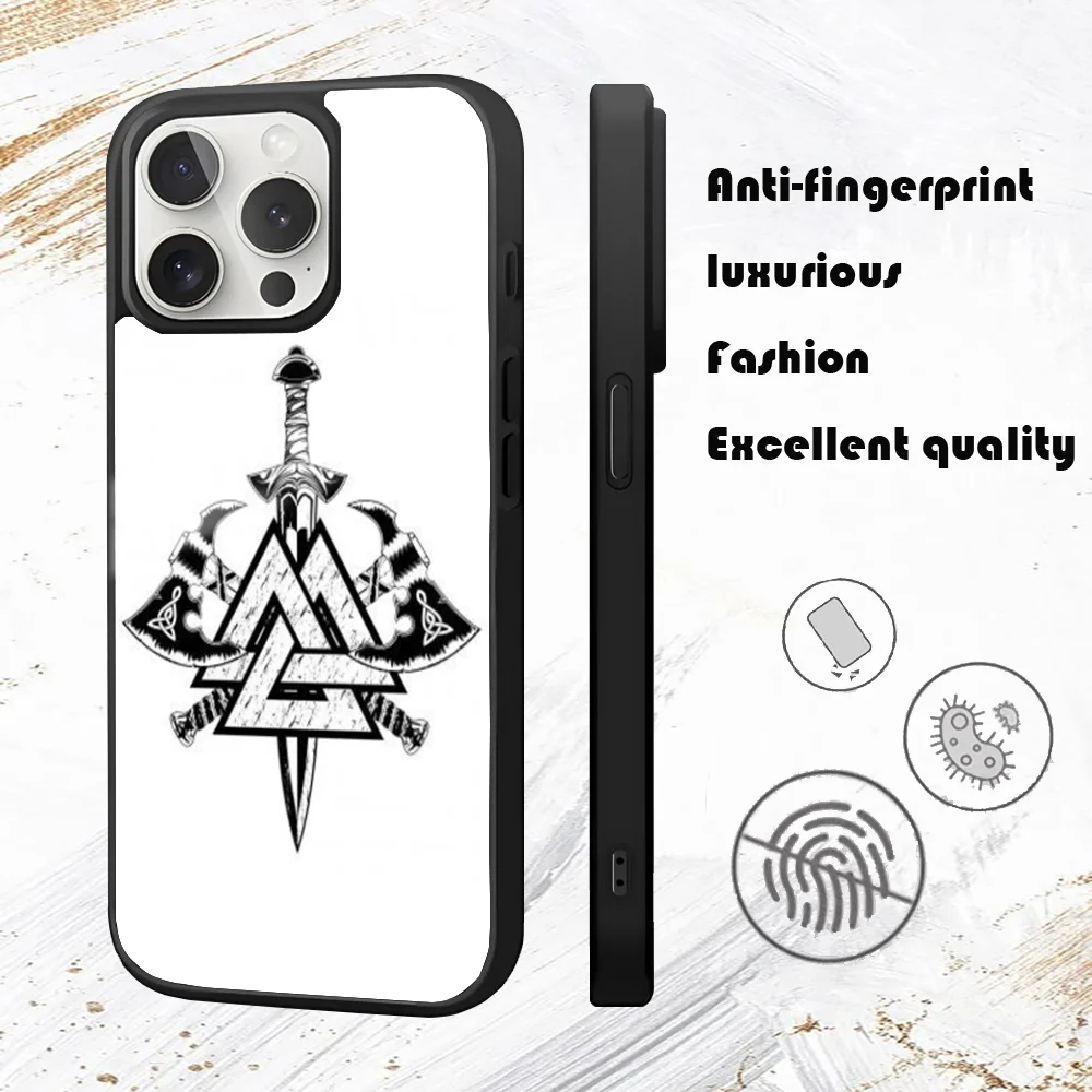 death knot warrior valknut Phone Case For iPhone 16 15 14 13 12 11 Pro Max Plus Mini PC Mirror Fashion  phone case