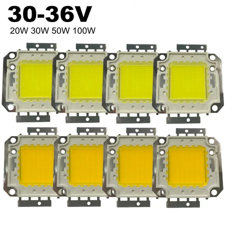 DC 30V - 36V 20W 30W 50W 100W COB LED Chip High Power Integrated Matrix Diode Beads For DIY Floodlight Spotlight 3000K 6000K