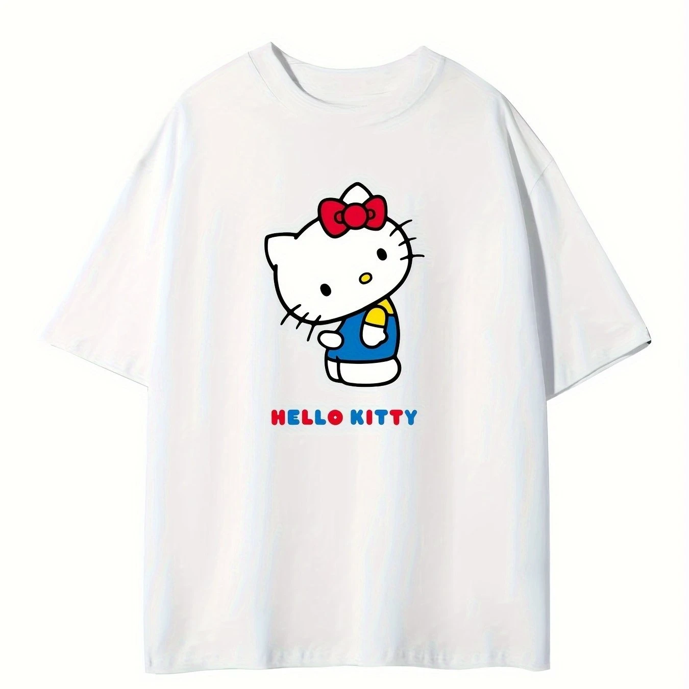 

Хлопковые мужские и женские футболки с графическим принтом «Hello Kitty», лето, осень-зима, роскошные брендовые спортивные футболки с короткими рукавами