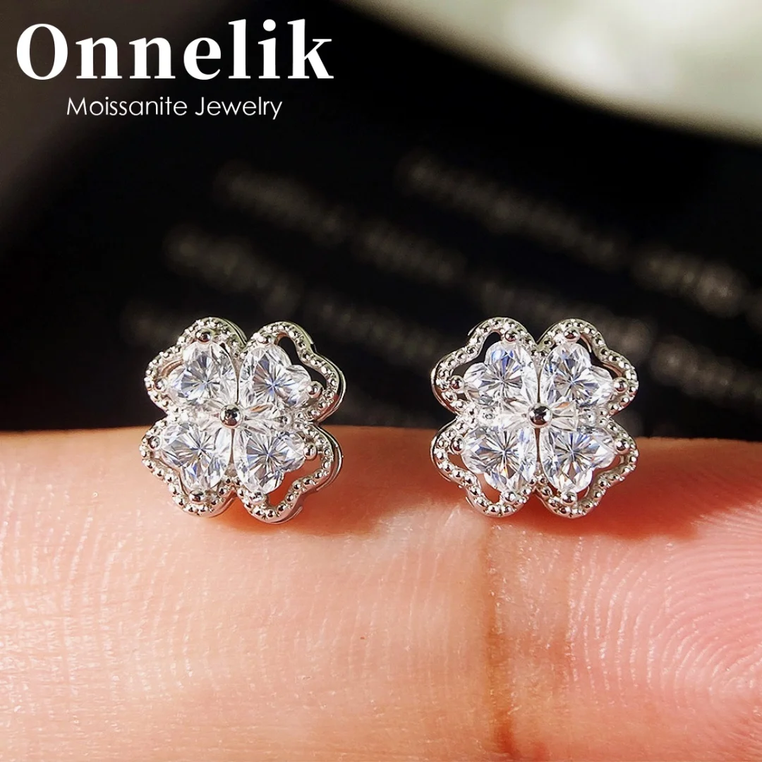 

Onnelik 0.8cttw Heart Cut Full Moissanite Stud Earrings for Women D Color Lab Diamond 925 Sterling Silver Wedding Fine Jewelry