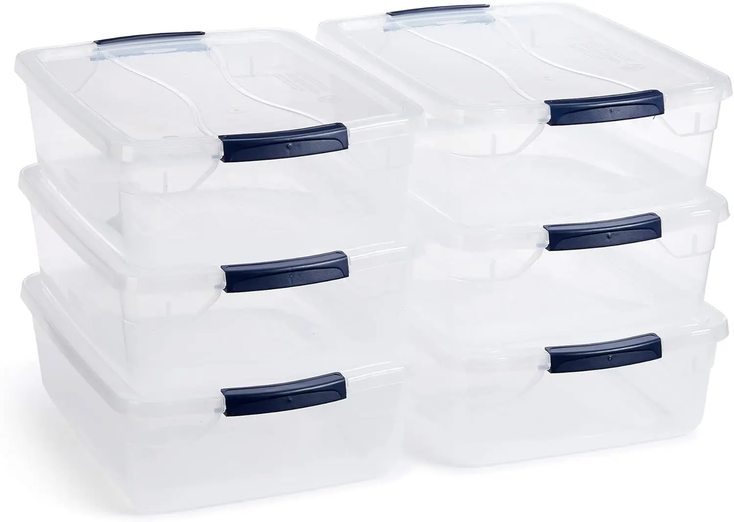 Cleverstore 17 Qt Clear Storage Bins with Latching Lids, 6-Pack, Stackable, BPA-Free, Made in USA