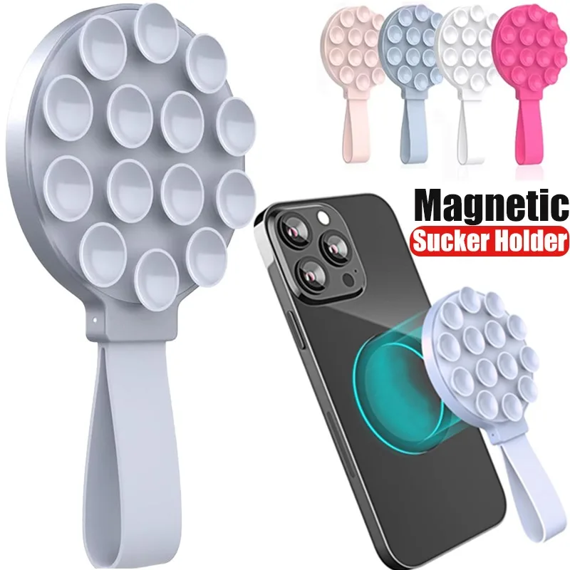 

Upgraded Silicone Magnetic Suction Cup Phone Holder Mount Mirror Shower Car Phone Case Grip Stand Holder For iPhone 16 Pro Max