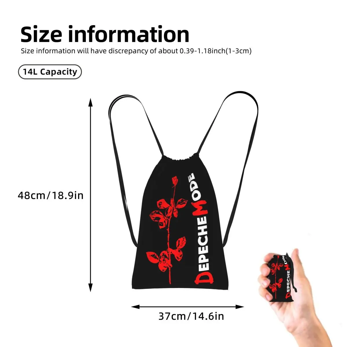 Depeche Cool Mode Music Violator Drawstring Backpack Sports Gym Bag Lightweight Foldable Storage Drawstring Bag for Men Women