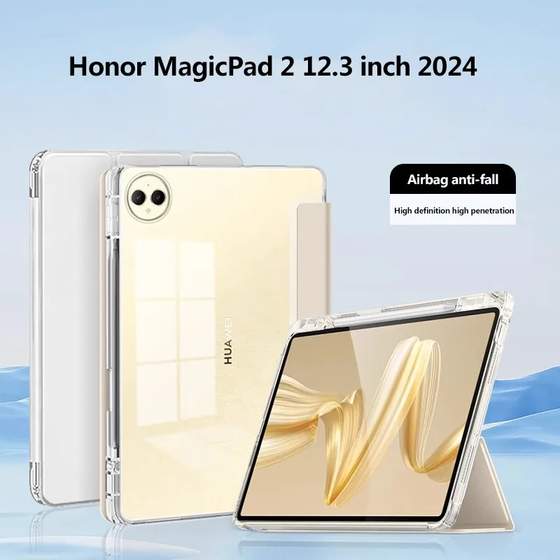 Transparent Acrylic Case For Honor MagicPad 2 12.3inch 2024 Pad 9 9Pro V8 Pro 12.1 8 X8a X9 X8Pro 11.5 X8 Lite With Pen Slot