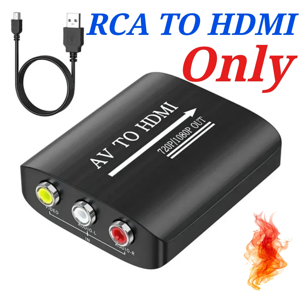 HD 1080P AV-HDMI RCA-HDMI 어댑터 변환기 PS2/PS3/Xbox One/WII/N64 게임 콘솔용 USB 케이블 게임 액세서리 포함