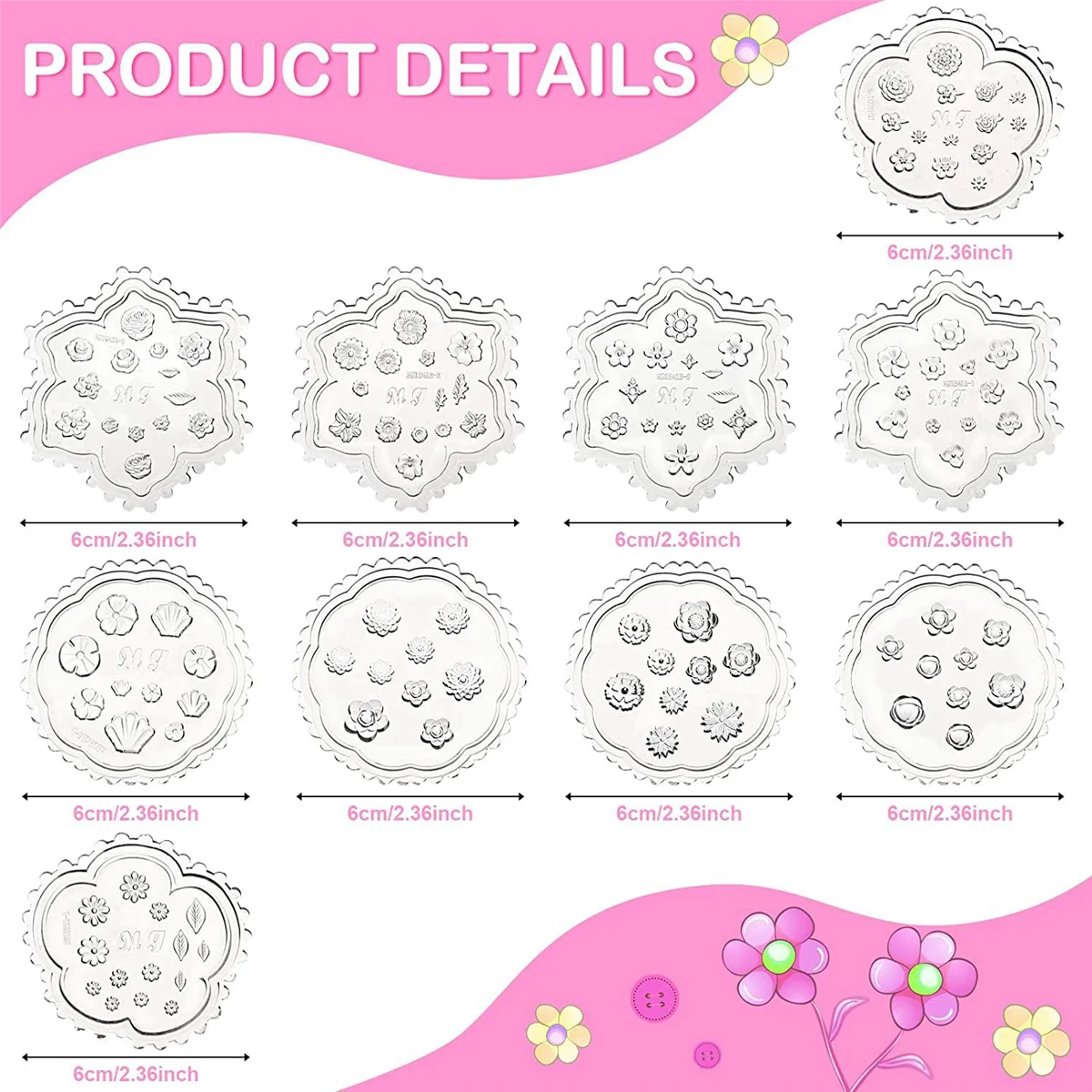 10 Pcs Flower Polymer Clay Molds Mini Resin Polymer Clay Cutters Small Flower Mold Daisy Clay Molds