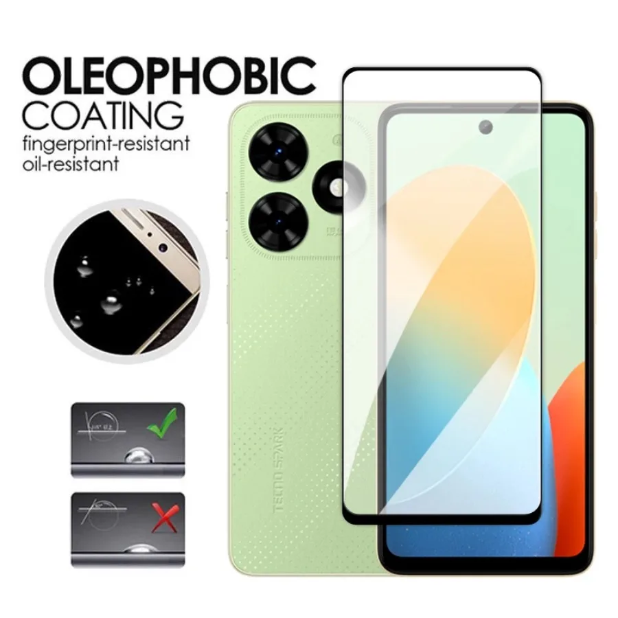 4 en 1 para Tecno Spark Go 2024 vidrio para Tecno Spark Go 2024 vidrio templado 2.5D Protector de pantalla de cubierta completa Spark Go 2024 película