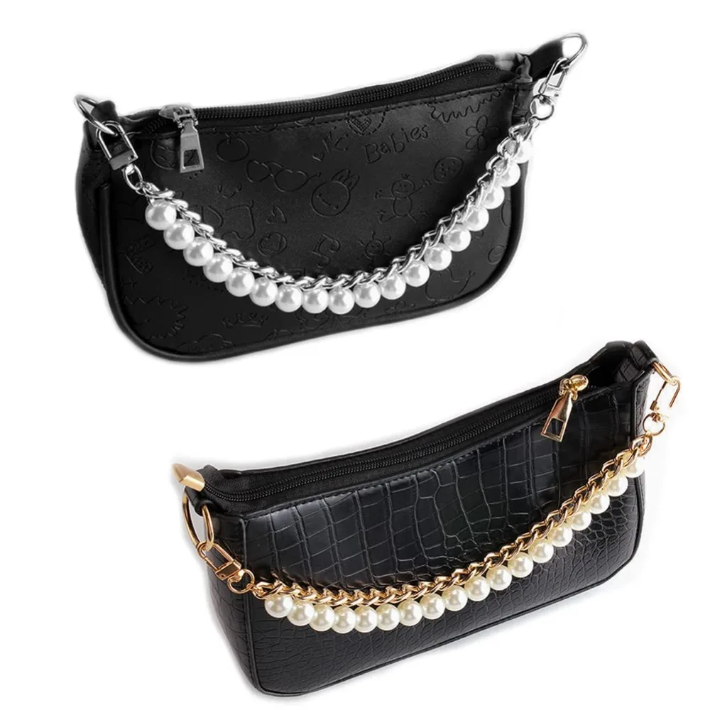 Pearl Purse Chain Strap Metal Chunky Replacement Handle Handbag Accessories For Women Luxury Underarm Shoulder Bags Makers Kit