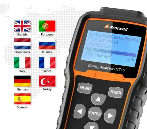 Тестер батареи Foxwell BT715 Plus, 12 В и 24 В, анализатор гелевой батареи AGM EFB, обновление цветного экрана для BT100 и BT705
