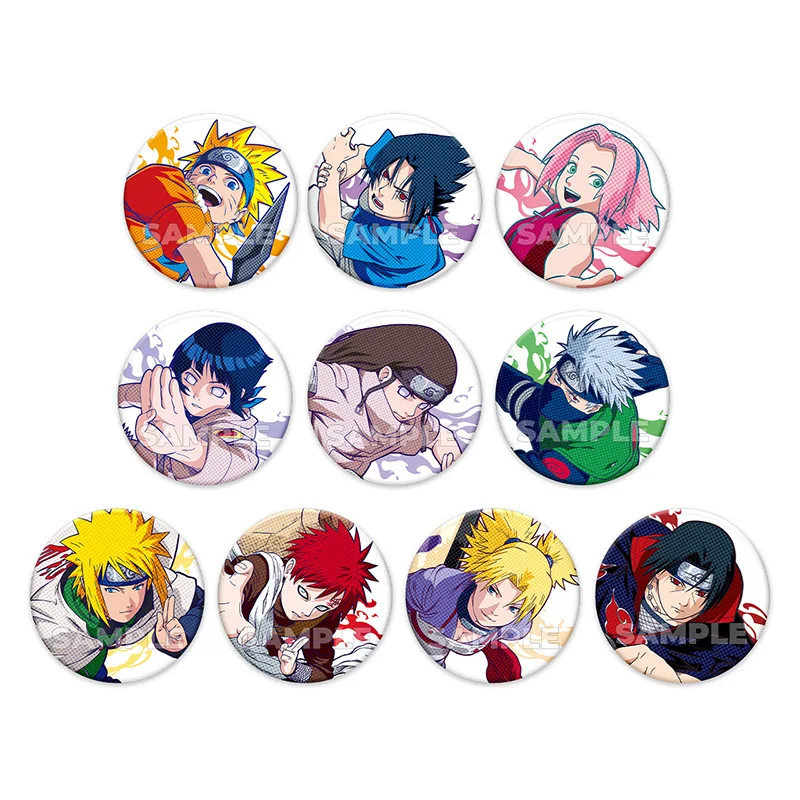 ناروتو اوتشيها ساسوكي ساكورا جارا هيوجا نيجي نارا تيماري ميناتو الصين التصنيع الرسمي سلسلة البولكا نقطة شارة 10 قطعة/المجموعة