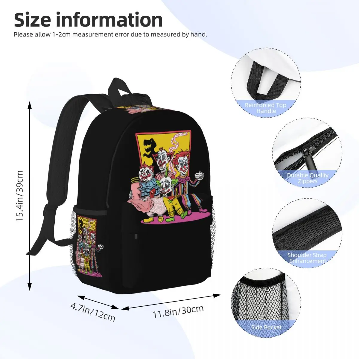 Killer Klowns From Outer Space Backpack Student BookBag Children School Bag Laptop Shoulder Bags for Men Women