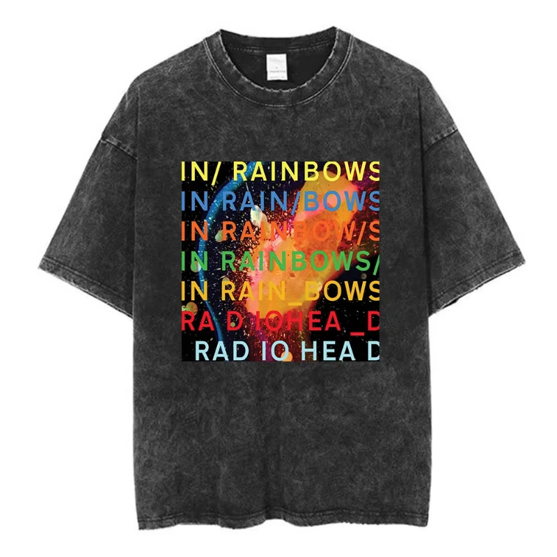 Rock Band Radiohead The Bends Vintage Washed T-shirt Men Women Fashion Hip Hop T Shirts Casual T-shirts Streetwear
