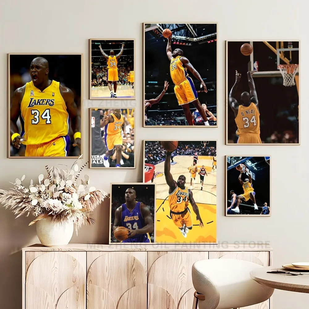 1PC Funny Basketball S-Shaquille O Neal Poster Self-adhesive Art Waterproof Paper Sticker Coffee House Bar Room Wall Decor