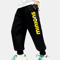 Cartoon Minions Children's Pants Simplified Printed Letters Trendy Kid Clothing Comfortable Lightweight Autumn/Winter Trousers