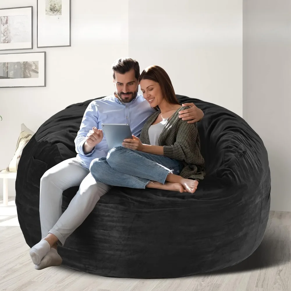 

Bean Bag Chair: Large 5' Bean Bags with Memory Foam Filled, Large Beanbag Chairs Soft Sofa with Dutch Velet Cover-56×56"×36"