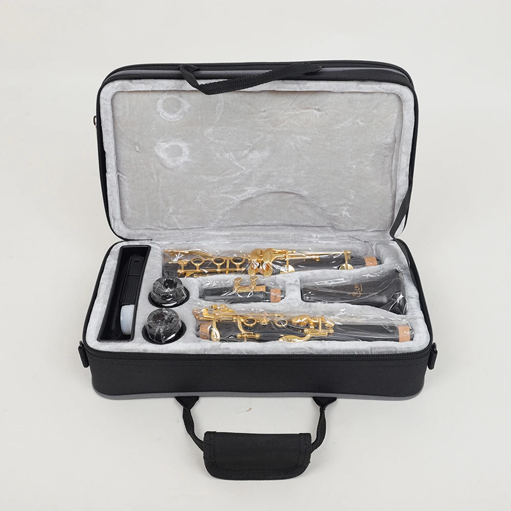 

SLADE Ebony Clarinet Instrument B Flat 17 Key Gold-plated Key Professional Performance Clarinet with Back Belt Whistle Gloves