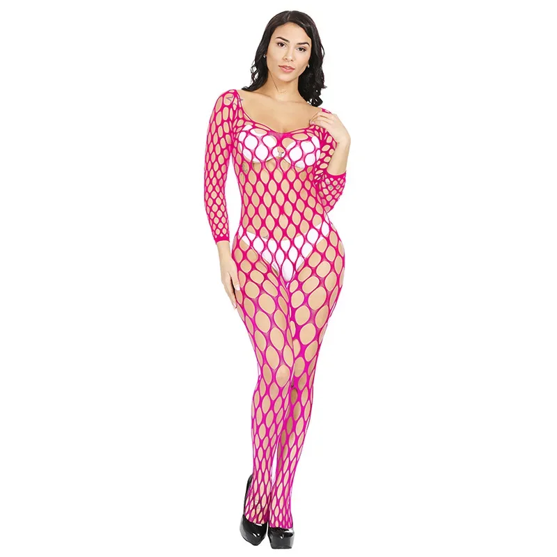 Body Sexy de rejilla para mujer, lencería erótica con entrepierna abierta, mono Babydoll, disfraces sexuales Porno