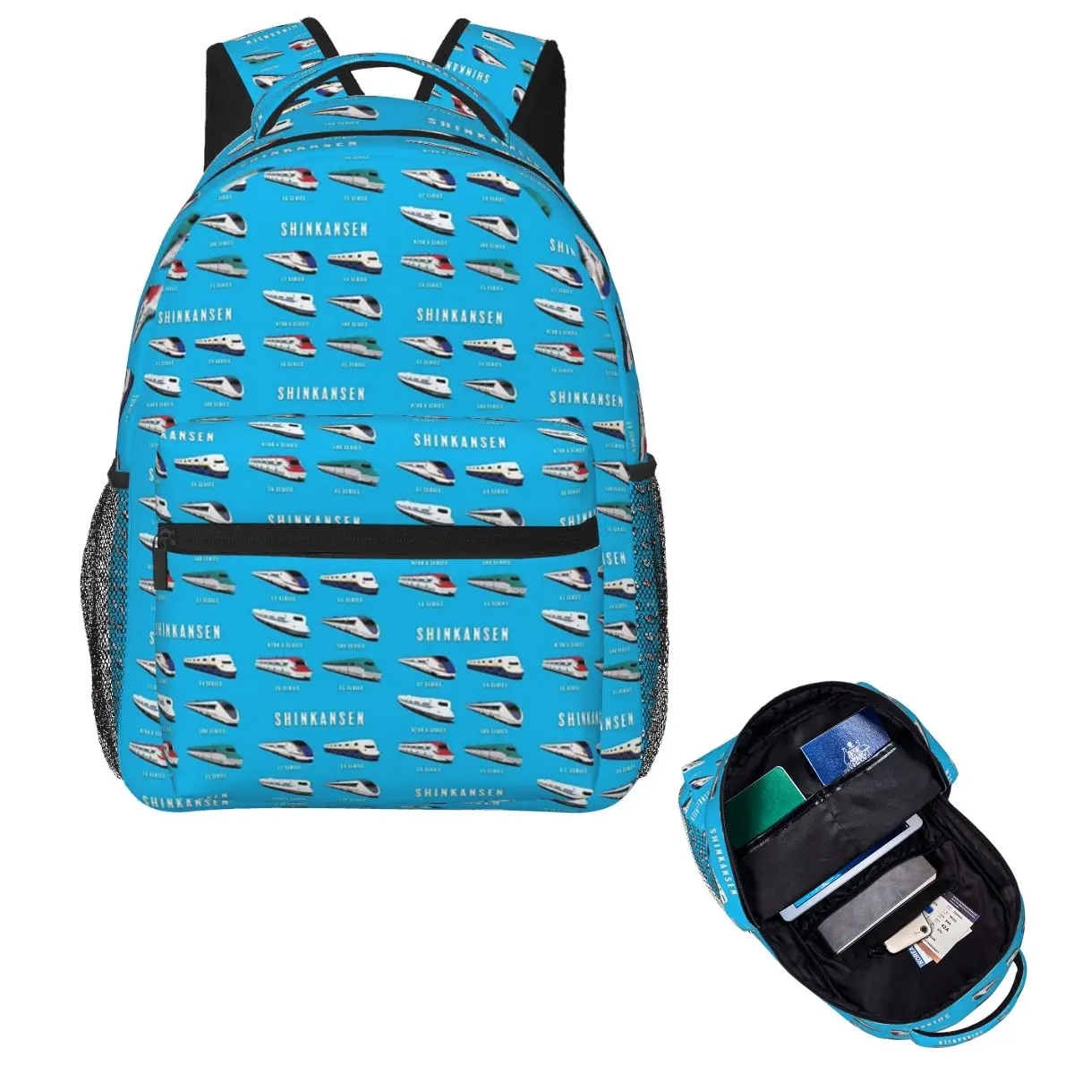 Japanese Shinkansen Bullet Trains Student Backpack School Bag Hiking Travel Daypack for Men Women Fashion Bookbag Shoulder Bags
