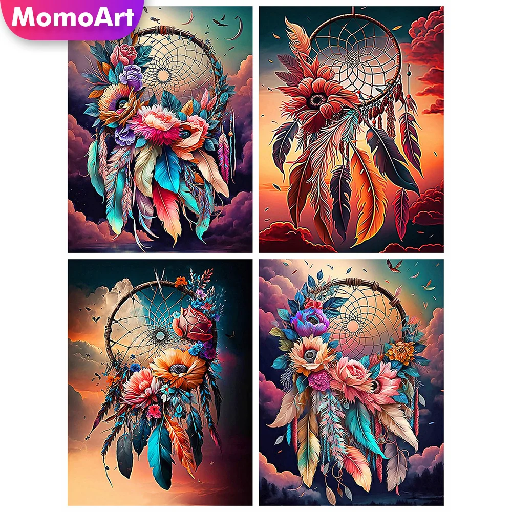 Momoart Diamond Painting Dreamcatcher DIY Full Square Round Embroidery Feather Landscape Home Decor