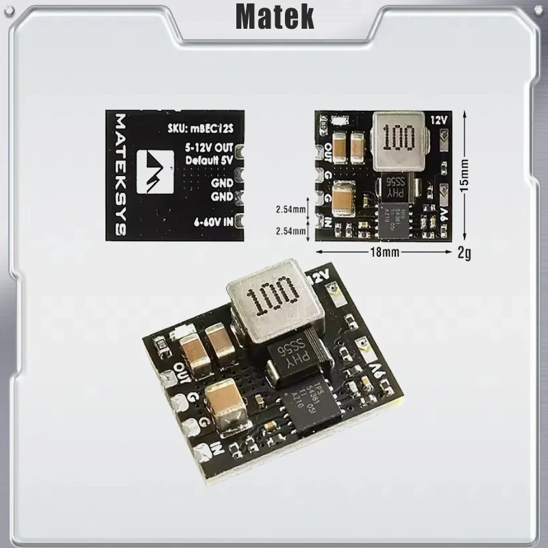 

MATEK Mateksys MICRO BEC 6-60V TO 5V/9V/12V-ADJ Step-Down Regulator Module For RC Model Airplane Helicopter FPV Racing Drone