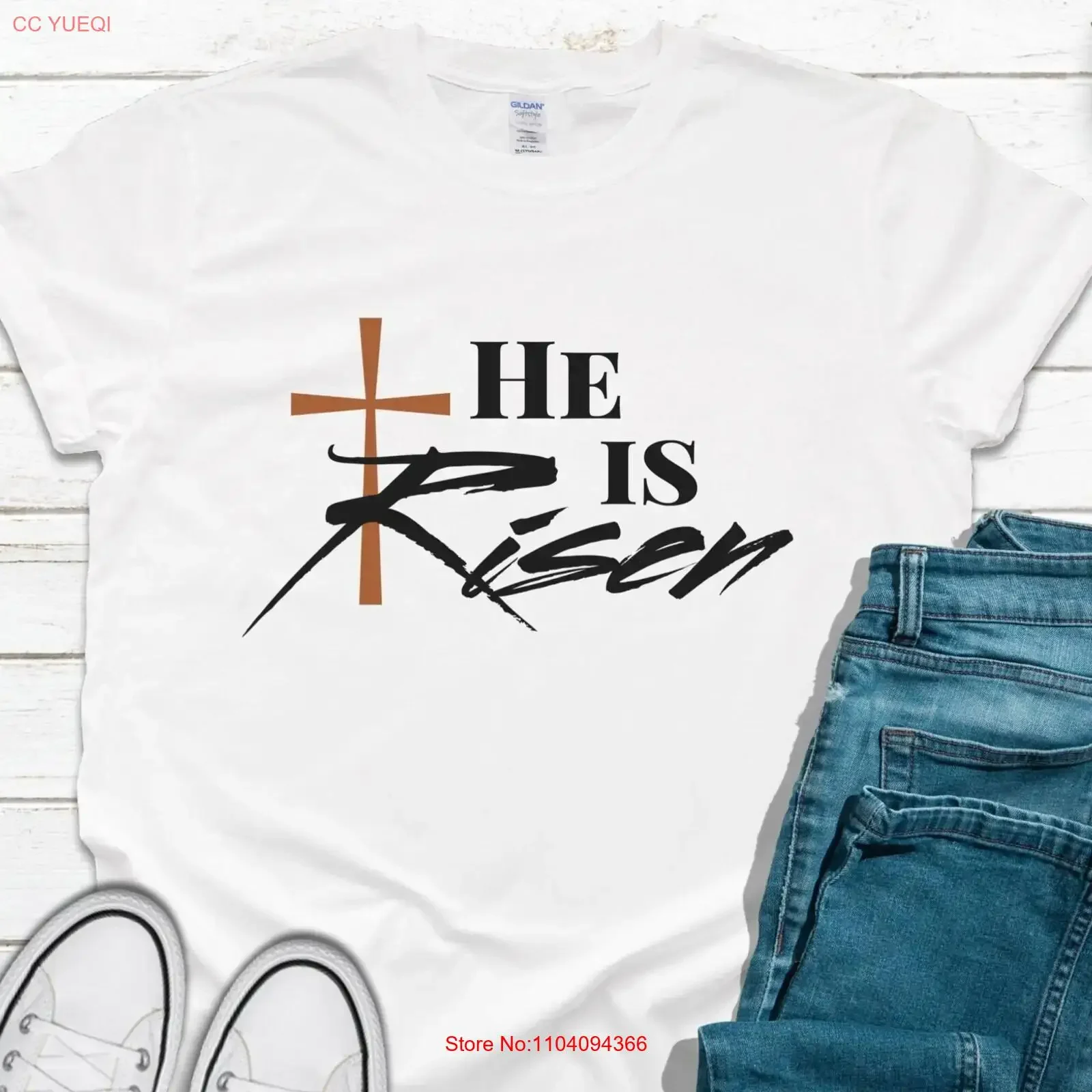 تي شيرت عيد الفصح المسيحي لقد صعود للبالغين قميص عتيق مغسول متعدد الاستخدامات ملابس غير رسمية أنيقة ممتدة