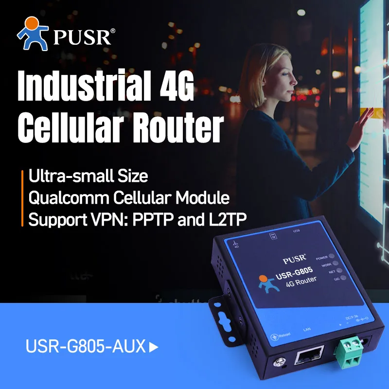 USR-G805-ECAUX أستراليا وأمريكا اللاتينية ونيوزيلندا وتايوان صناعية صغيرة 4g LTE تستخدم جهاز التوجيه الخلوي Cat 4 VPN