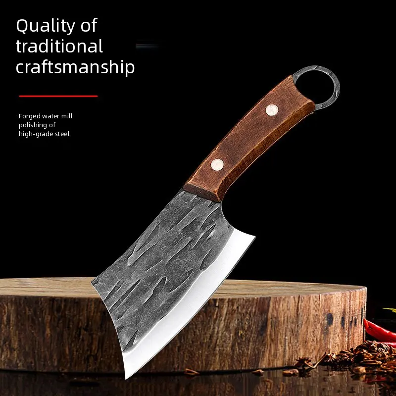 Stainless Steel Mini Kitchen Knife with Wooden Handle Small Chopper for Slicing Fish Belly Scaling Home Cooking Vegetable Meat C