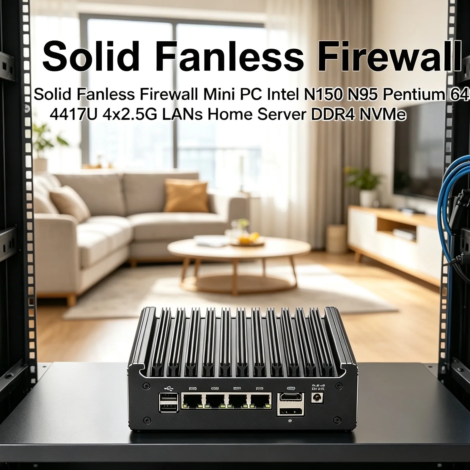 

Solid Fanless Firewall Mini PC Intel N150 N95 Pentium 6405U 4417U 4x2.5G LANs Home Server DDR4 NVMe Type-C OPNsense pfSense