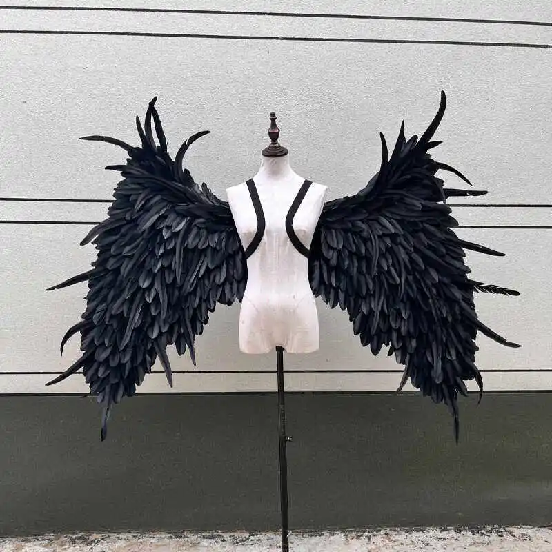 Ali d'angelo di Halloween Cosplay Serie di piume grandi nere Ali per lo styling pieghevoli Prop