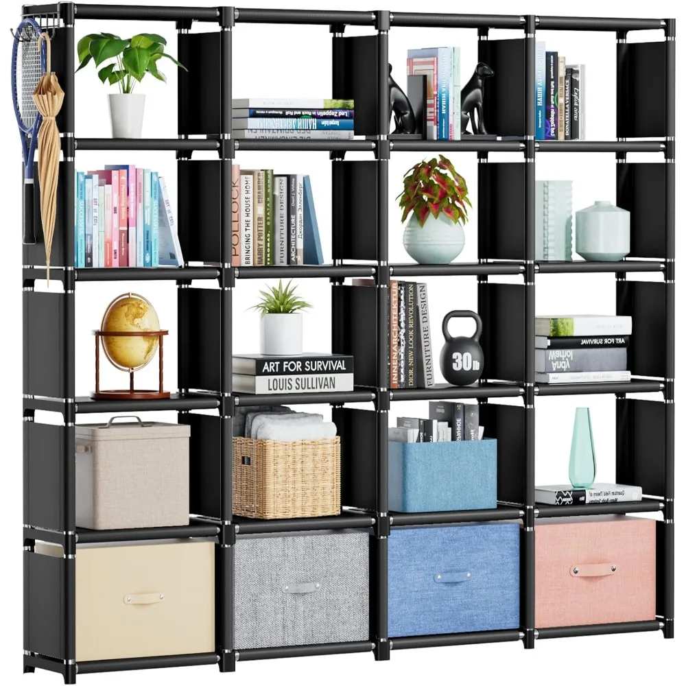 

Book Shelf, 20 Cube Storage Organizer, DIY Bookcase, Metal Cube Bookshelf,Tall Book case for Bedroom, Living Room