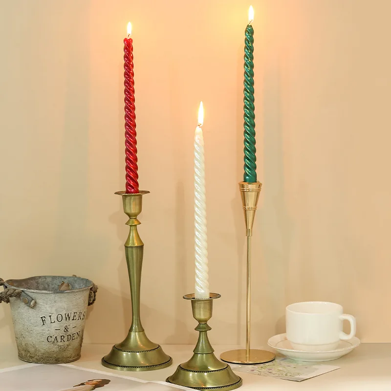 Picture 3: 4pcs Long pole colored threaded candlestick candles, romantic family candles, dinner decorations, weddings, birthdays, candles