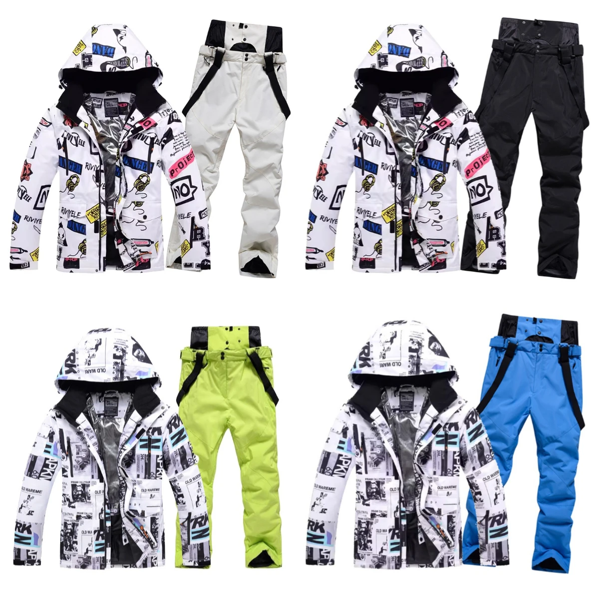 

Ski Suit Set Men's Windproof, Waterproof, Warm and Breathable Single and Double Board Ski Pants