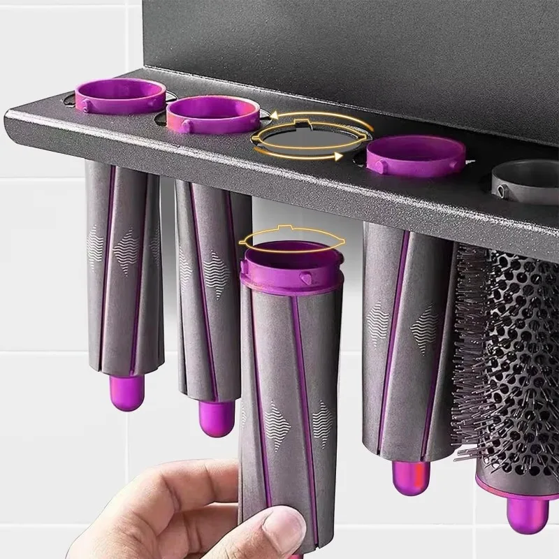 Metal Wall Hairdryer Holder Dyson Airwrap Storage Shelf Wall Dryer Hair Curler No-punching Iron Rack Holder Bathroom Organizer