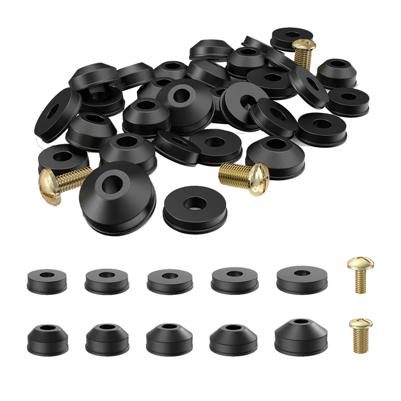 1Set Faucet Washers, Replacement Kit Flat And Beveled Rubber Faucet Washers And Brass Bibb Screws Assortment