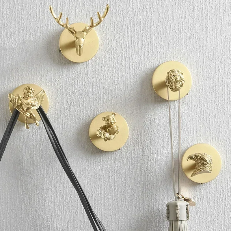 Pure Copper Animal Hooks Wall Mounted Hook for Hanging Clothes Hats Keys Scarf Brass Towel Holder Bathroom Accessories Coat Rack