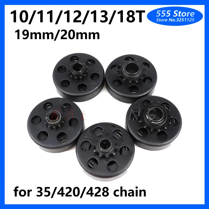 10T 11T 12T 13T 18T For 16mm 19mm 20mm for 35 / 420/ 428 Chain Centrifugal Automatic Clutch fit GO Kart Minibike