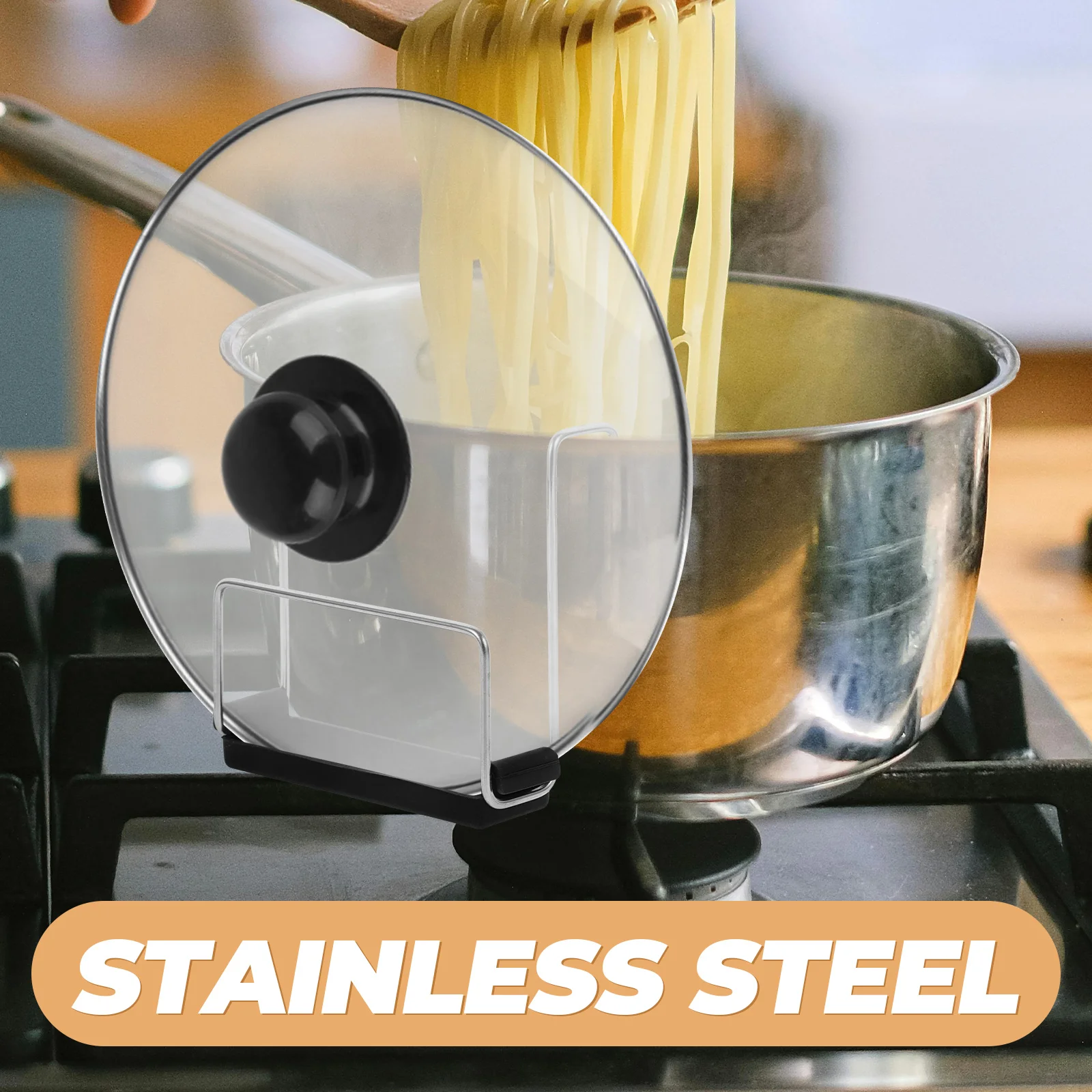 

Pot Slow Cooker Holder Cooking Organizer Rubber Kitchen Stand Stainless Steel Pan Storage Rack Pot Lid Hanging Rack Slow Cooker