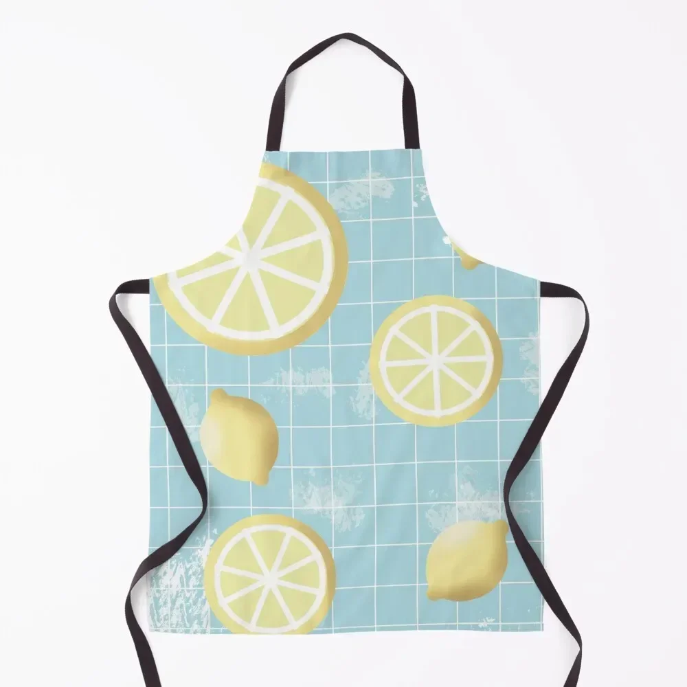 

Vintage Lemon Pattern Apron Kitchen For Men Smock for hairdressing Barber Apron