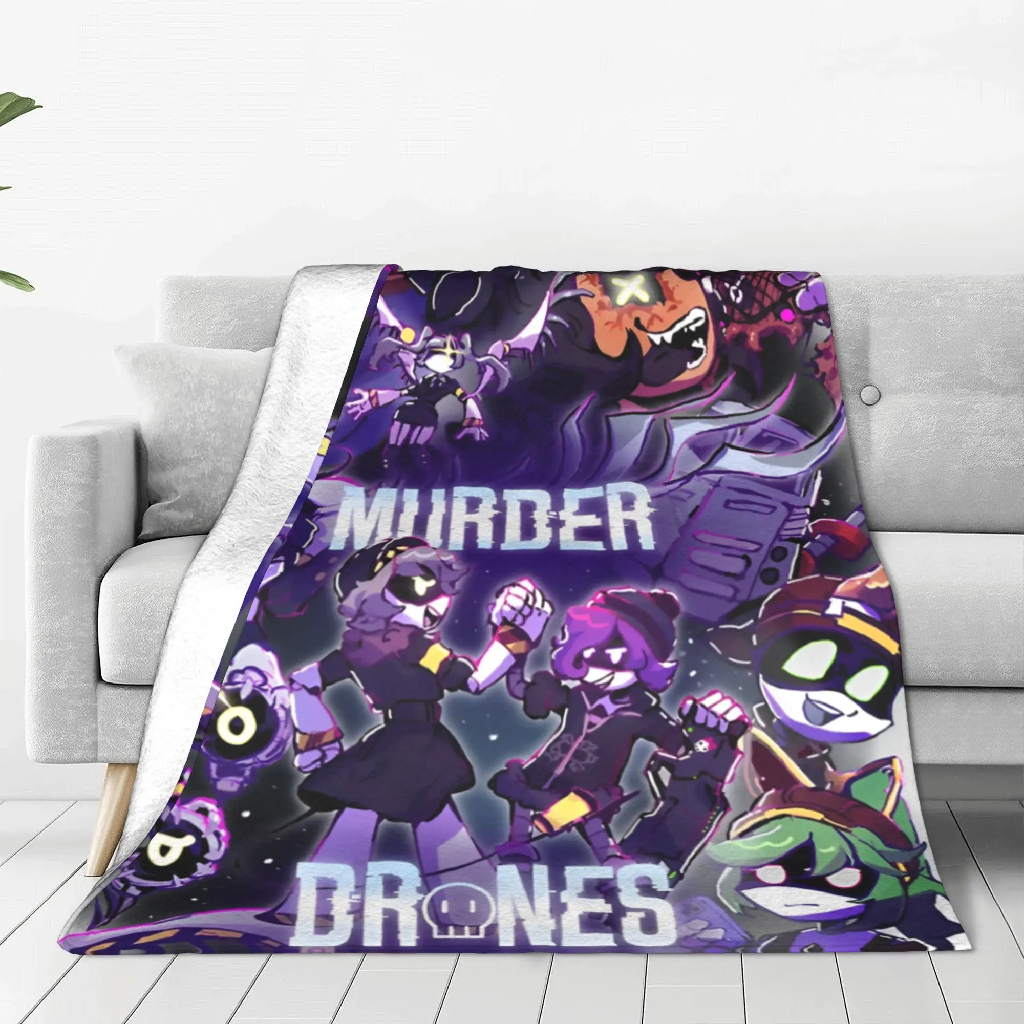 Murder Drones UZI Cartoon Blankets Flannel Decoration Serial Designation N Breathable Lightweight Throw Blankets Bed Rug Piece