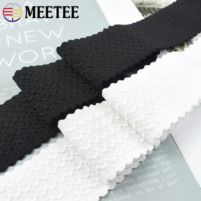 Meetee 2/5/10M 40-70mm Width Elastic Bands Skirt Trousers Waistband Rubber Ribbon Webbing DIY Clothes Belt Sewing Accessories