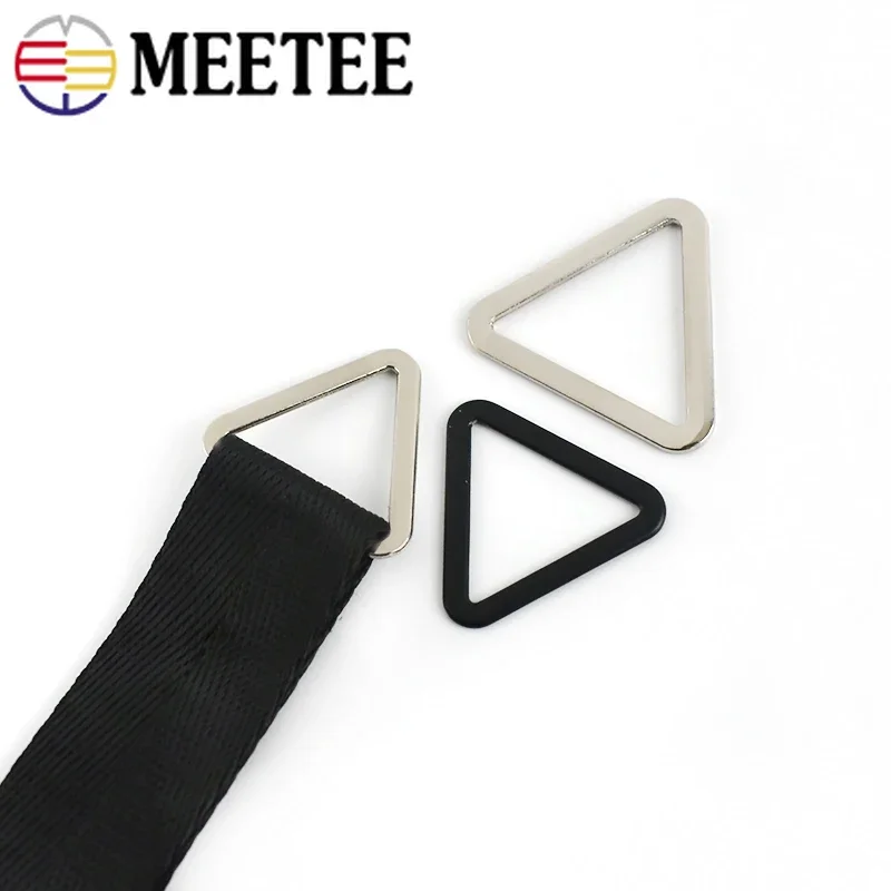 10 pz Meetee 18/25/30/40mm metallo triangolo anello fibbie fai da te indumento fatto a mano decorazione regolazione pulsante borse accessori Hardware