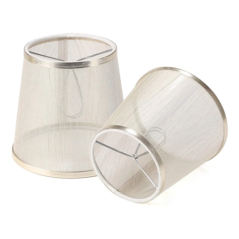 ABBN-6 Pack Clip On Gauze Chandelier Lamp Shades Little Upright Wall Candle Light Lampshade (Gold)