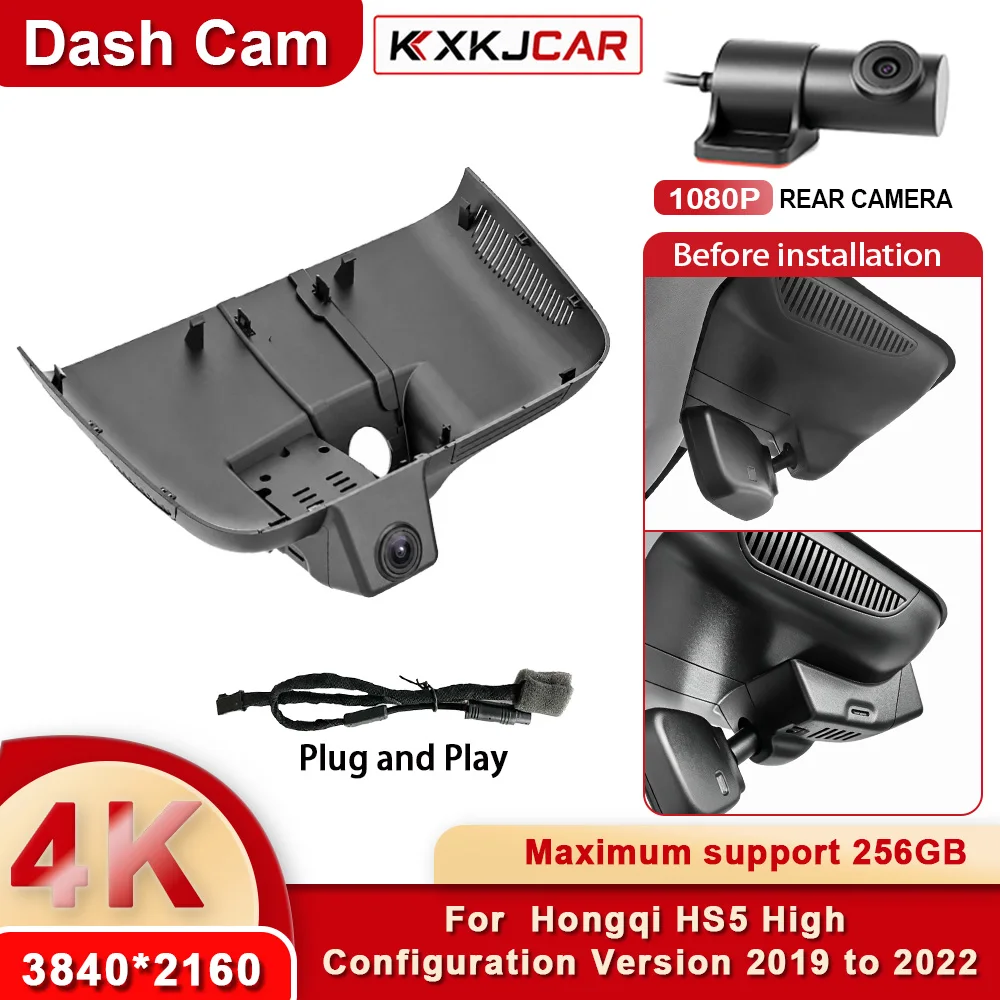 4K UHD KXKJCAR Car Dash Cam For Hongqi HS5 High-Spec Year model 2019 to 2022 OEM Style DVR Plug and Play APP Control