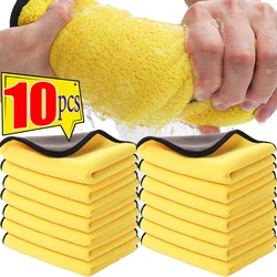 1/10pcs Car Microfiber Cleaning Cloths Thickened Car Drying Towel Cloth Soft Super Absorbent Car Care Detailing Washing Towels