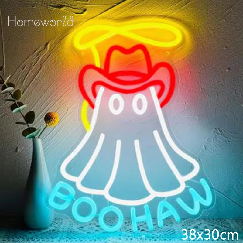 

Cowboy Ghost Neon Sign LED Neon Light Sign for Bedroom Wall Decor Halloween Boo Decor Bar Party Game Room Halloween party Gift