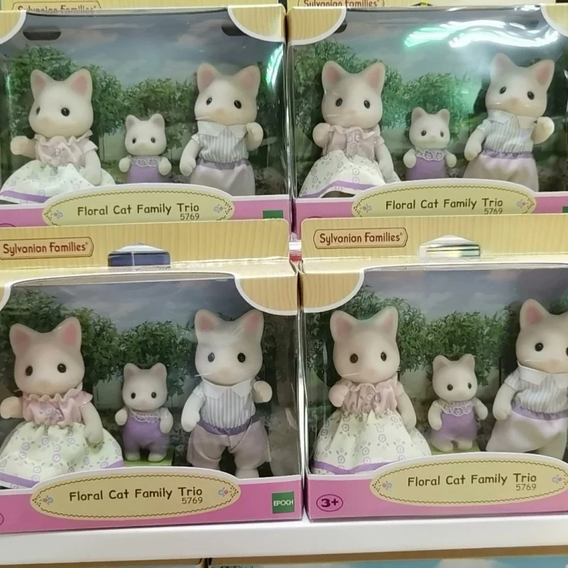 Sylvanian Families Anime Girl Figures Calico critters Ensemble de meubles floral chat chocolat lapin éléphant panda famille trio girts