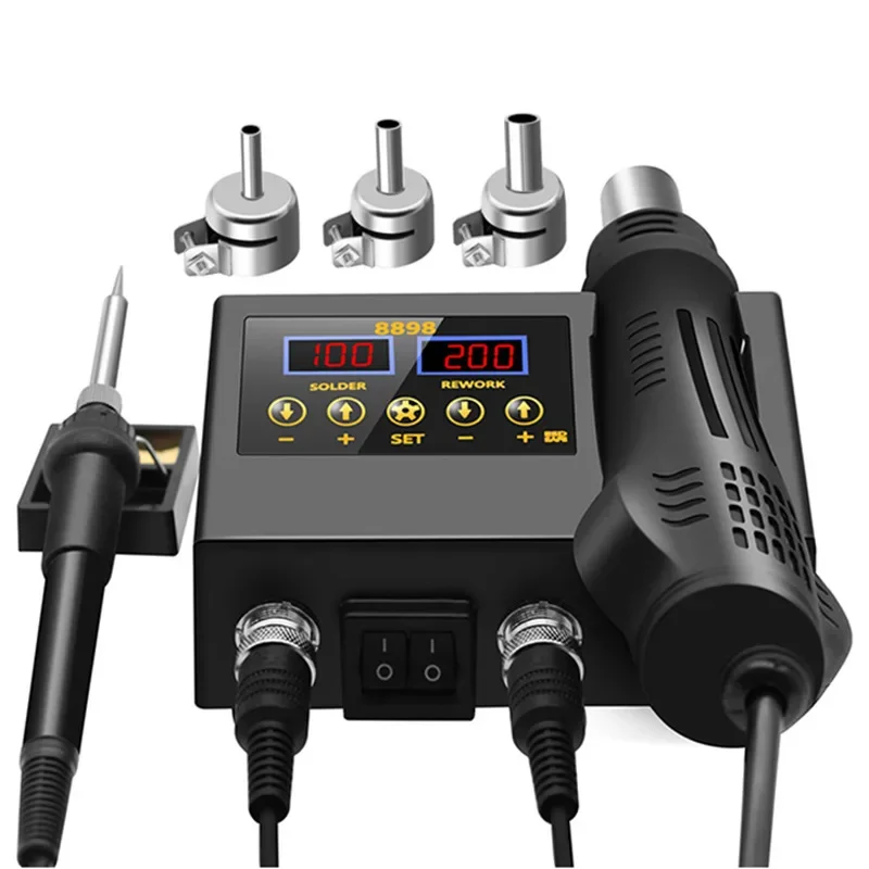 8898 Hot Air Gun Soldering Station 2 In 1 SMT Soldering Stations With Adjustable Temperature And Air Volume